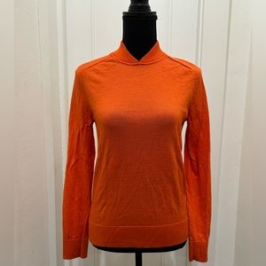 COS 100% wool long sleeve sweater with bomber collar in burnt orange
